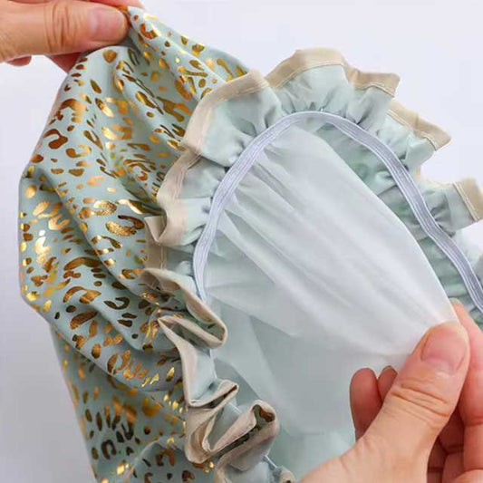 1PC Waterproof Double Layer Shower Cap – Elastic Hair Cover for Women, Kitchen & Bathroom Shampoo Cap, Bathing Hat