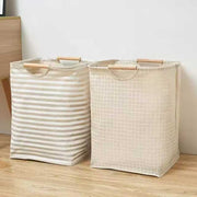 Waterproof Foldable Laundry Basket – Cotton Linen Dirty Clothes Hamper, Laundry Organizer, and Sundries Storage Bag