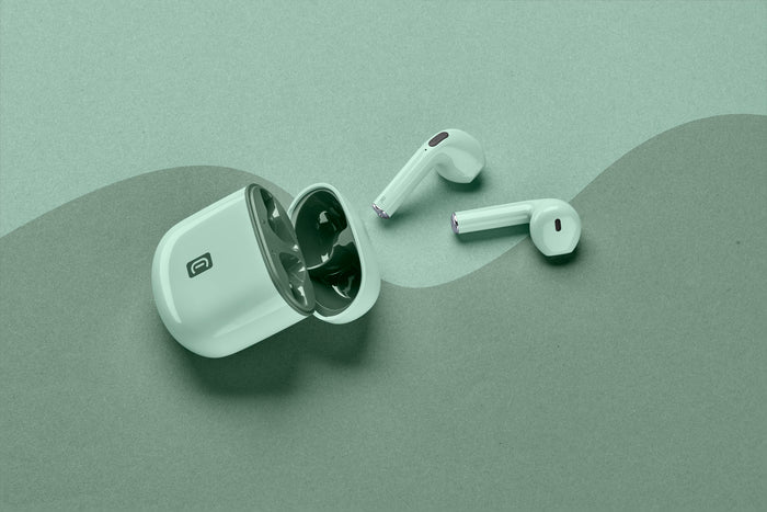 Cellularline Wireless Headset Style Color True Wireless Earbuds – Bluetooth 5.3 Earphones with USB-C Charging Case, Clear Voice Microphone & 24-Hour Playtime – Green
