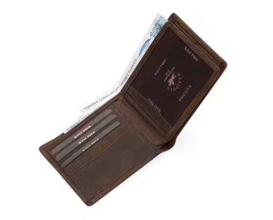 Wespolo Genuine Crazy Leather Men's Wallet (1615C)