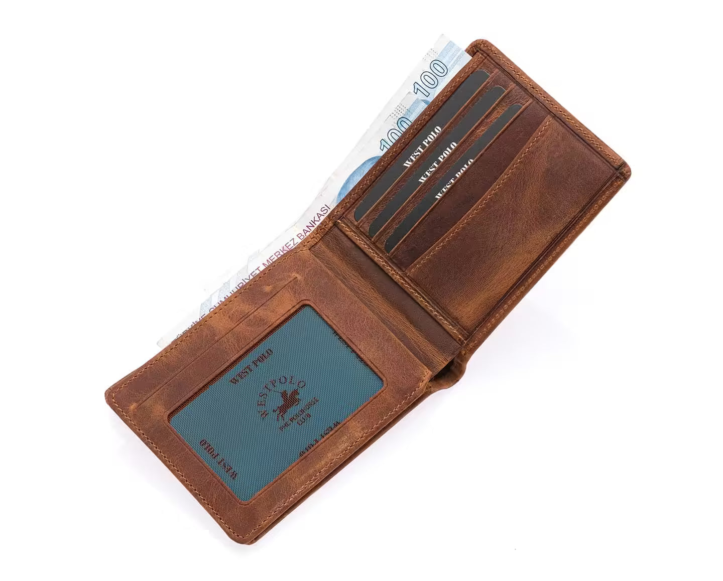 Wespolo Genuine Crazy Leather Men's Wallet (1615C)