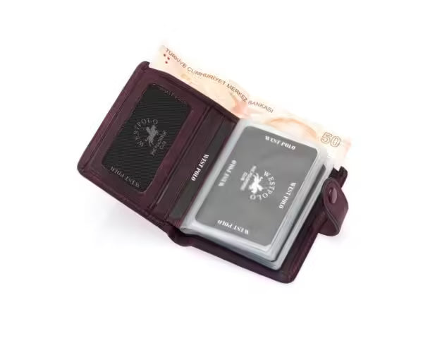 Portefeuille unisexe Westpolo Alex Crazy en cuir véritable grainé avec grand porte-cartes (310C) 