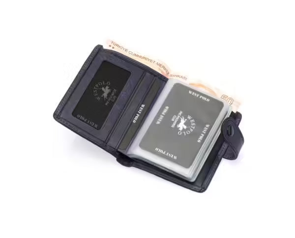 Portefeuille unisexe Westpolo Alex Crazy en cuir véritable grainé avec grand porte-cartes (310C) 