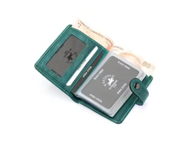 Portefeuille unisexe Westpolo Alex Crazy en cuir véritable grainé avec grand porte-cartes (310C) 