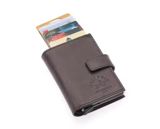 Portefeuille unisexe en cuir véritable Westpolo Alex avec grand porte-cartes (5570)