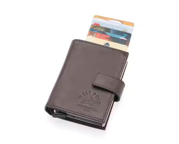 Portefeuille unisexe en cuir véritable Westpolo Alex avec grand porte-cartes (5570)