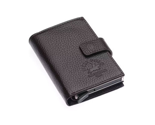 Portefeuille unisexe en cuir véritable Westpolo Alex avec grand porte-cartes (5570)