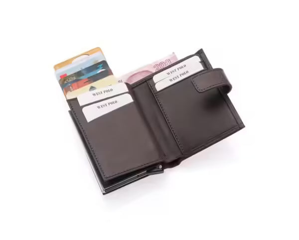 Portefeuille unisexe en cuir véritable Westpolo Alex avec grand porte-cartes (5570)