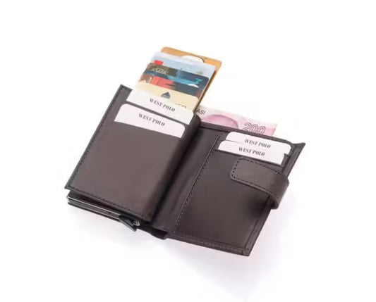 Portefeuille unisexe en cuir véritable Westpolo Alex avec grand porte-cartes (5570)