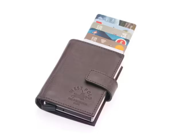 Portefeuille unisexe en cuir véritable Westpolo Alex avec grand porte-cartes (5570)