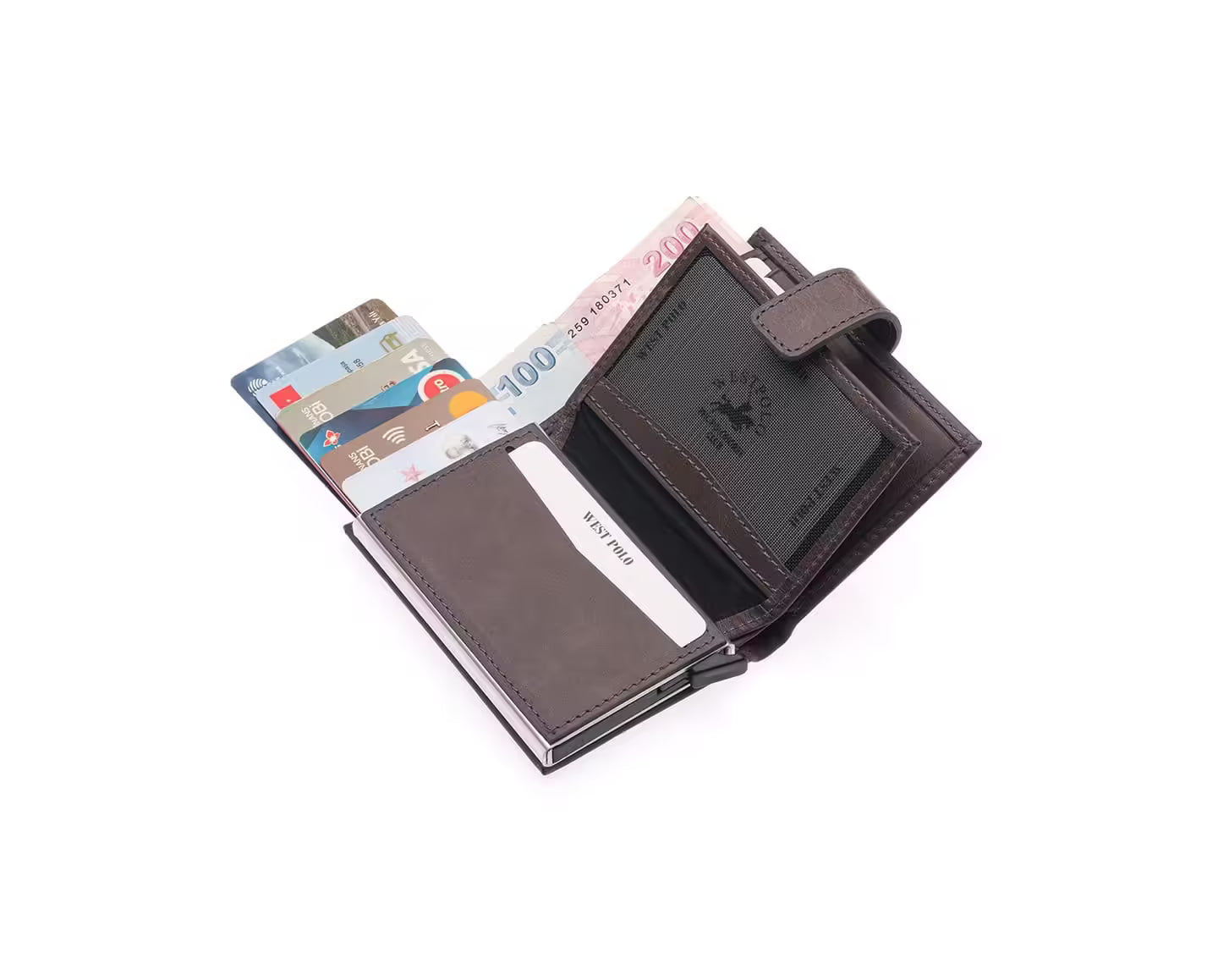 Portefeuille unisexe en cuir véritable Westpolo Alex avec grand porte-cartes (5570)