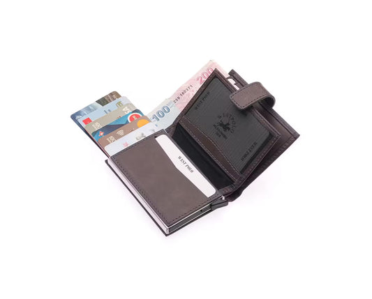 Portefeuille unisexe en cuir véritable Westpolo Alex avec grand porte-cartes (5570)