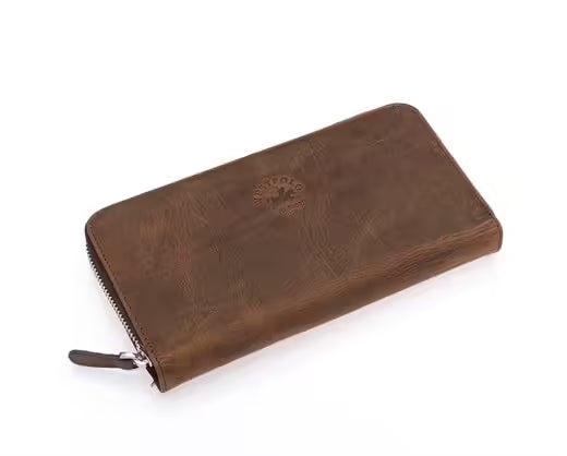 Westpolo Axel Unisex Genuine Tumbled Leather Wallet with Large Card Holder Phone Compartment (418C)