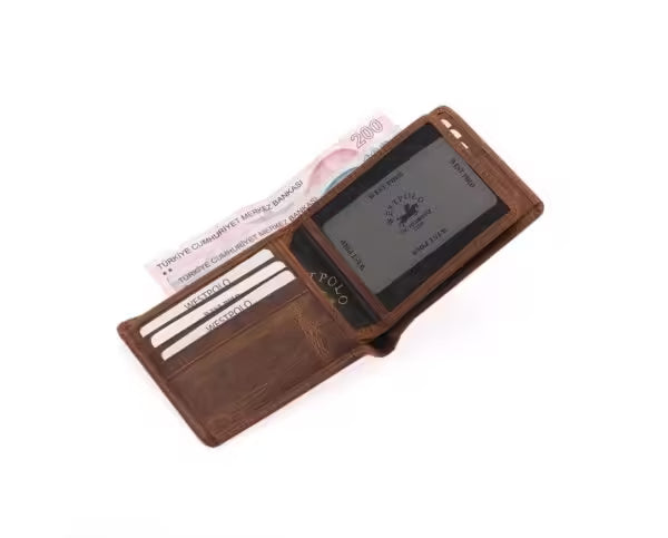 Westpolo Genuine Crazy Leather Unisex Leather Wallet With Abundant Credit Card Compartment (536C)
