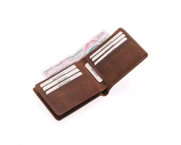 Westpolo Genuine Crazy Leather Unisex Leather Wallet With Abundant Credit Card Compartment (536C)
