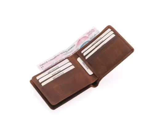 Westpolo Genuine Crazy Leather Unisex Leather Wallet With Abundant Credit Card Compartment (536C)