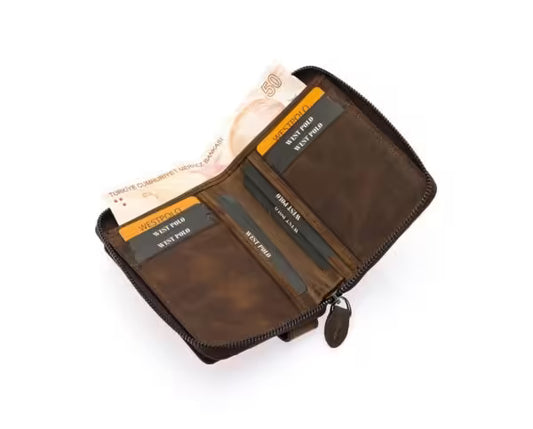 Westpolo Genuine Crazy Tumbled Leather Vintage Card Holder Wallet (1795C)