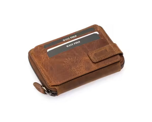 Westpolo Genuine Crazy Tumbled Leather Vintage Card Holder Wallet (1795C)