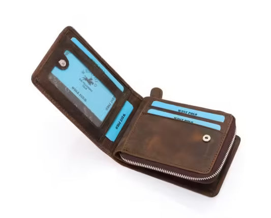 Westpolo Genuine Crazy Tumbled Leather Vintage Card Holder Wallet (545C)