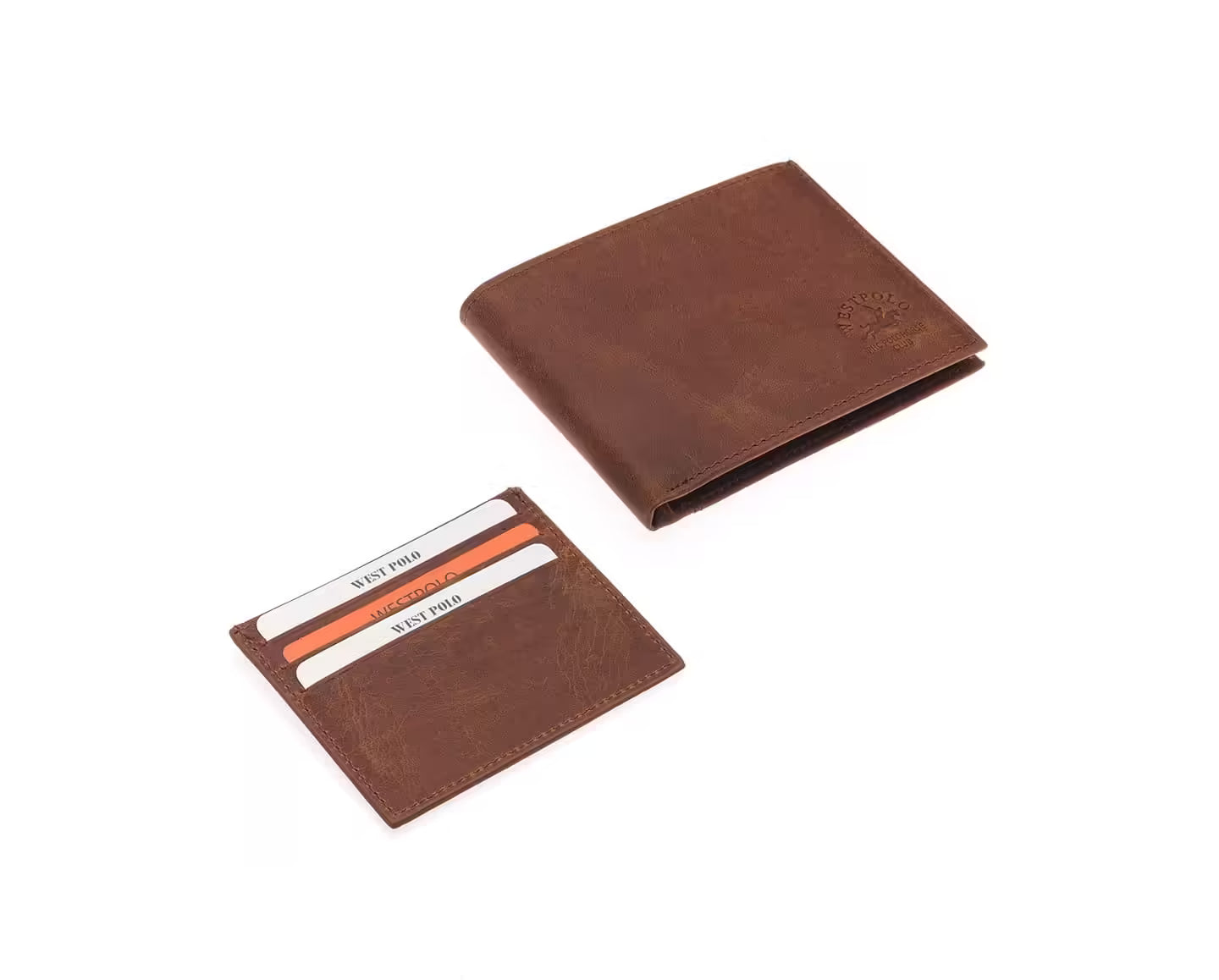 Westpolo Genuine Tumbled Crazy Leather Wallet Card Holder (1440C)