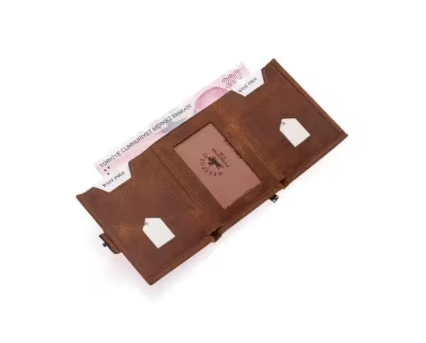 Portefeuille unisexe Westpolo en cuir véritable grainé, porte-cartes et portefeuille zippé (1019)