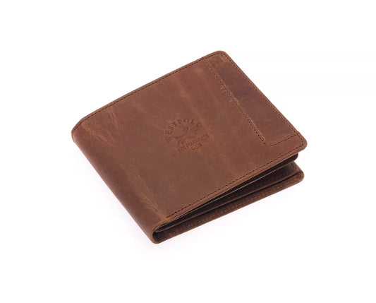 Westpolo Genuine Tumbled Leather Men's Leather Wallet with Card Compartment and Coin Compartment (558C)