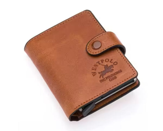 Westpolo Grimm Coin and Card Holder Unisex Crazy Old Genuine Leather Mechanism Card Holder (5580C)