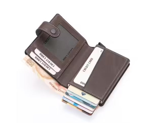 Westpolo Grimm Coin and Card Holder Unisex Crazy Old Genuine Leather Mechanism Card Holder (5580C)