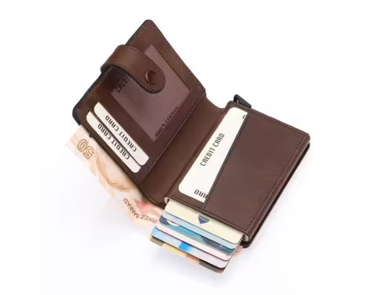 Westpolo Grimm Coin and Card Holder Unisex Crazy Old Genuine Leather Mechanism Card Holder (5580C)