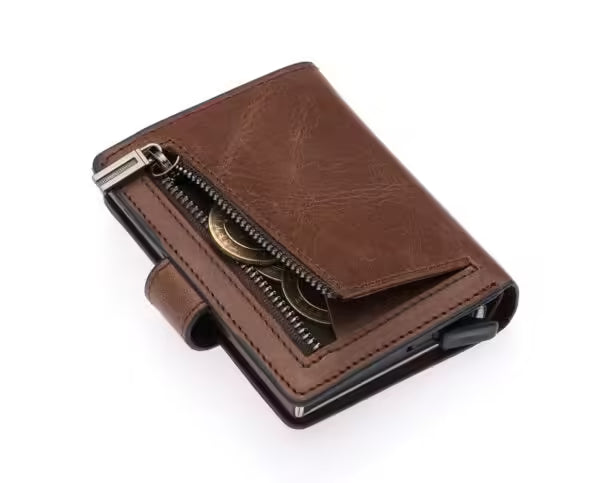 Westpolo Grimm Coin and Card Holder Unisex Crazy Old Genuine Leather Mechanism Card Holder (5580C)