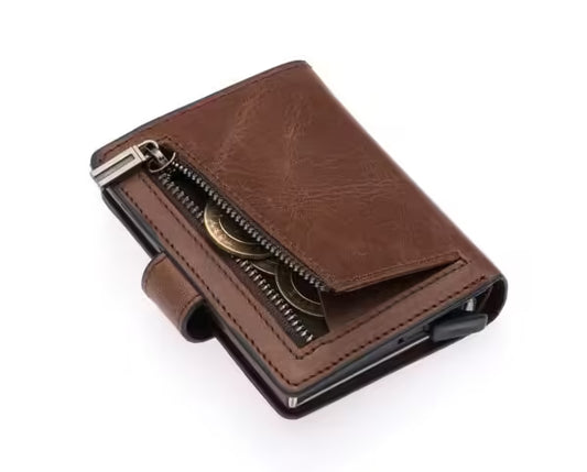 Westpolo Grimm Coin and Card Holder Unisex Crazy Old Genuine Leather Mechanism Card Holder (5580C)