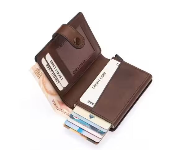 Westpolo Grimm Coin and Card Holder Unisex Crazy Old Genuine Leather Mechanism Card Holder (5580C)