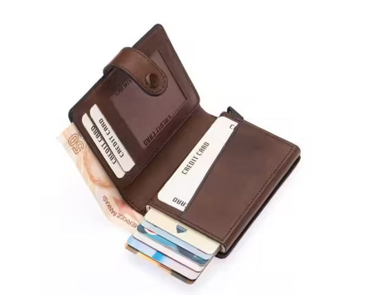 Westpolo Grimm Coin and Card Holder Unisex Crazy Old Genuine Leather Mechanism Card Holder (5580C)