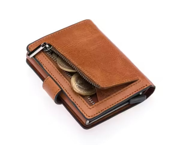 Westpolo Grimm Coin and Card Holder Unisex Crazy Old Genuine Leather Mechanism Card Holder (5580C)