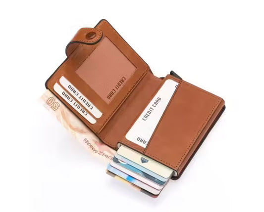 Westpolo Grimm Coin and Card Holder Unisex Crazy Old Genuine Leather Mechanism Card Holder (5580C)