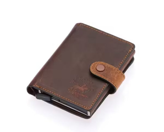 Westpolo Grimm Coin and Card Holder Unisex Crazy Old Genuine Leather Mechanism Card Holder (5580C)