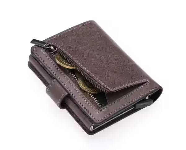 Westpolo Grimm Coin and Card Holder Unisex Crazy Old Genuine Leather Mechanism Card Holder (5580C)