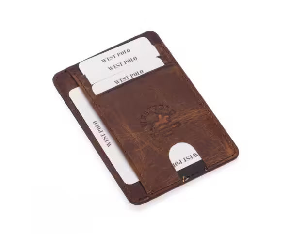 Porte-cartes en cuir foulonné véritable Westpolo Haris