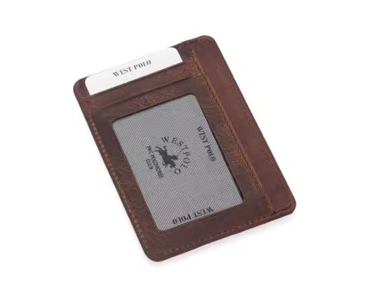 Westpolo Haris Genuine Tumbled Leather Unisex Card Holder With Money Compartment (358C)
