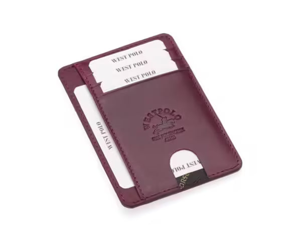 Porte-cartes unisexe Westpolo Haris en cuir véritable grainé avec compartiment pour argent (358C)