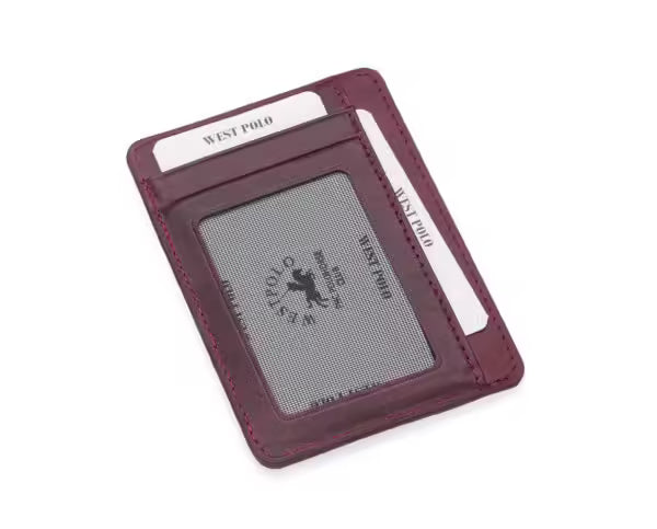 Porte-cartes unisexe Westpolo Haris en cuir véritable grainé avec compartiment pour argent (358C)
