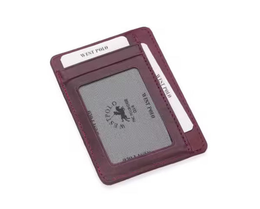 Westpolo Haris Genuine Tumbled Leather Unisex Card Holder With Money Compartment (358C)