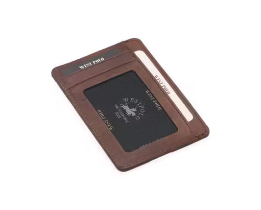 Westpolo Haris Genuine Tumbled Leather Unisex Card Holder With Money Compartment (358C)