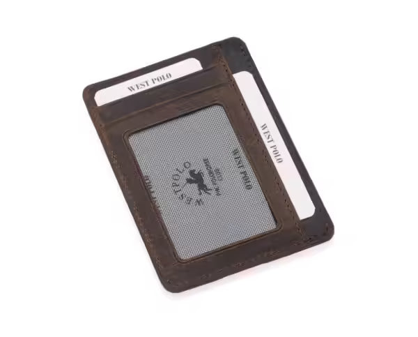 Porte-cartes unisexe Westpolo Haris en cuir véritable grainé avec compartiment pour argent (358C)
