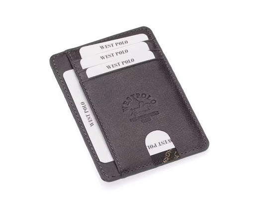 Westpolo Haris Genuine Tumbled Leather Unisex Card Holder With Money Compartment (358C)