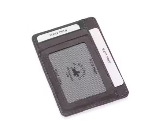 Westpolo Haris Genuine Tumbled Leather Unisex Card Holder With Money Compartment (358C)
