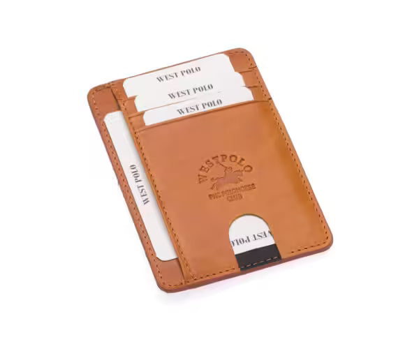 Porte-cartes en cuir foulonné véritable Westpolo Haris