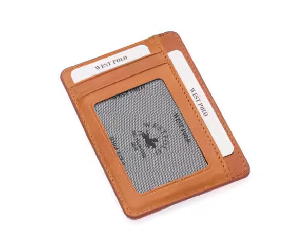 Porte-cartes unisexe Westpolo Haris en cuir véritable grainé avec compartiment pour argent (358C)