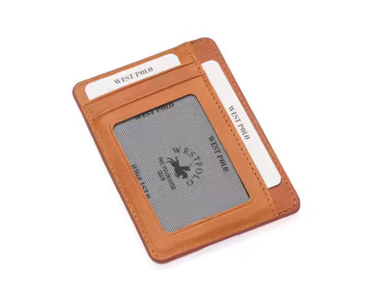 Westpolo Haris Genuine Tumbled Leather Unisex Card Holder With Money Compartment (358C)