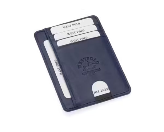 Westpolo Haris Genuine Tumbled Leather Unisex Card Holder With Money Compartment (358C)